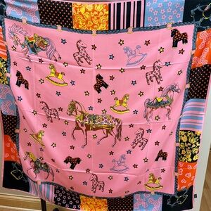 Colorful Horse Print Silk Scarf